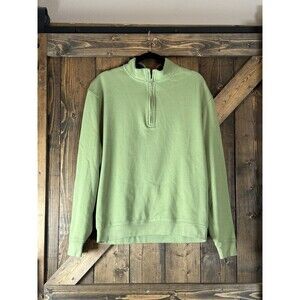 Alan‎ Flusser Performance Golf 1/3 Zip Pullover Shirt Mens M Green Mock Neck